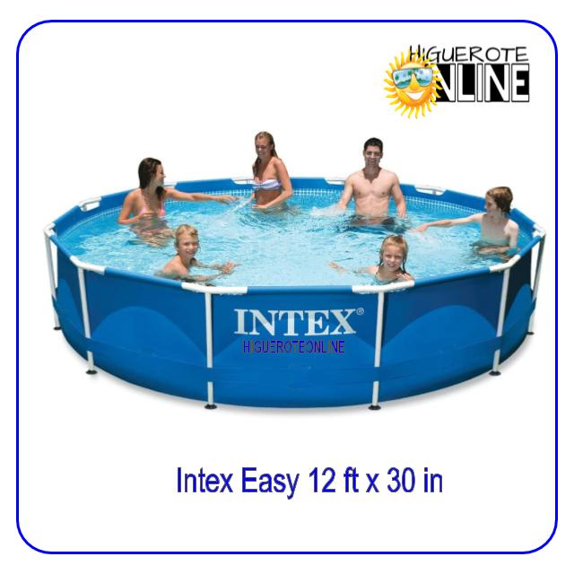 Intex Easy - Piscina 12 ft x 30 in hasta 6 Personas con marco de metal con  bomba de filtro, Sistema de filtrado, Beige 